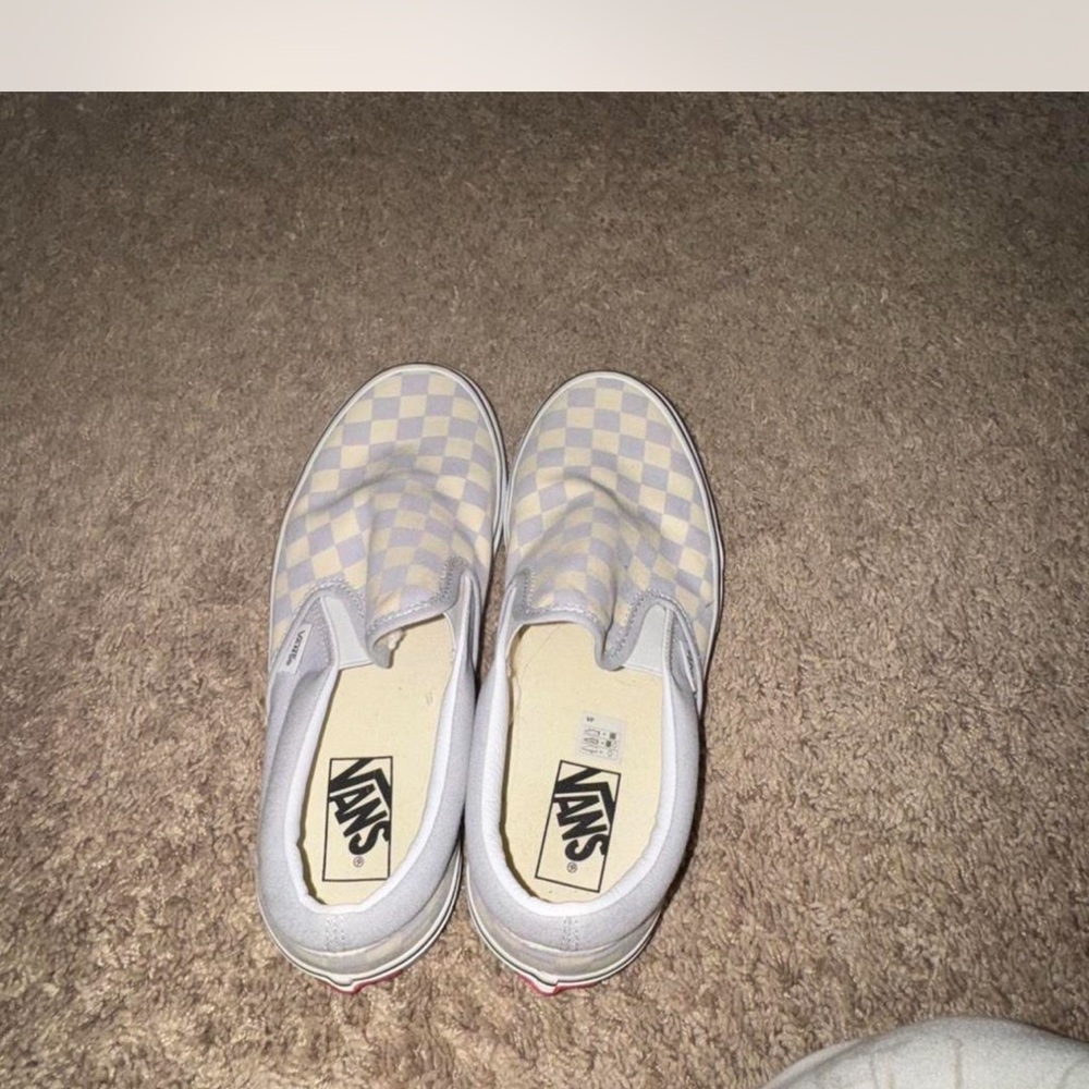 Vans Lavender and Cream Checkered Slip-Ons - Picture 3 of 3